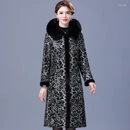 Frauen Pelz 2023 Tragen Auf Beiden Seiten Winter Faux Mantel Frauen Mit Kapuze Dicke Mittleren Alters X-Lange Jacken Casual outwear