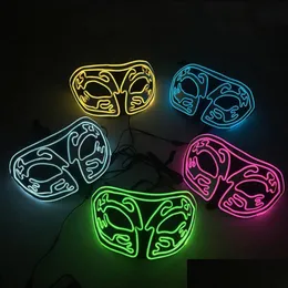 Party Masks Halloween LED Light El Half Face Mask Upper Glowing Cosplay Masquerade Horror Drop Delivery Home Garden Festive Supplies Dh3ac