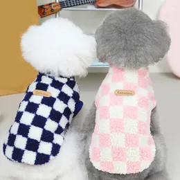 Dog Apparel Pretty Clothes Zweibeiniges Rundhals-Fleece-Haustier-Sweater-T-Shirt mit Schachbrettmuster