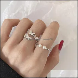 Band Rings Authentic 925 Sterling Sier Butterfly For Women Vintage Open Size Adjustable Ring Christmas Party Gifts C3 Drop Delivery J Dhawc