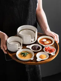 Zioło narzędzia przyprawy japoński w stylu zanurzanie danie Ceramiczne kreatywne sos sojowy octu przypraw okrągły pasek gospodarstwa domowego małe 4 paczki 230113