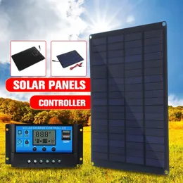 Panneaux solaires 20W 12V 18V Panneau solaire avec clip de batterie et contrôleur de chargeur de voiture solaire 20A Cellules solaires étanches pour camping en plein air randonnée 230113