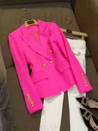 High Street 2021 Designer Feminino Elegante Manga Longa Blazer Double Buttern Button Jacket Classic Thin All-Match Style