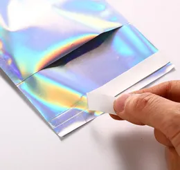Aluminiumfolie Sj￤lvh￤ftande detaljhandelsv￤ska folip￥se f￶r kl￤der f￶rpackningar f￶r att f￶rpacka Express p￥sar med holografisk f￤rg FGN