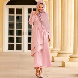 الملابس العرقية PREAL ABAYA DUBAI المسلمة الحجاب فستان تركيا الإسلام فساتين للنساء رداء Longue Femme رمضان عيد مبارك WY40