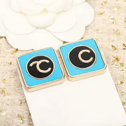 2023 Luxury quality charm stud earring with black and blue enamel color design have box stamp PS7534A