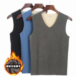 Men's Vests heating fiber plus velvet seamless vest men's winter slim warm bottoming shirt speed thermal underwear mens 230114