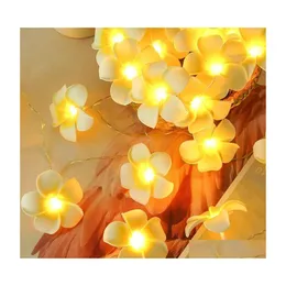 Decorazione per feste 1.5M 10Leds Fiori String Lights Fiore artificiale Fata Ghirlanda Matrimonio Hawaii Forniture per vacanze Drop Delivery Hom Dhtks