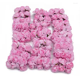 Fiori decorativi 144 pezzi 3 cm mini testa artificiale di rosa di carta per decorazioni di nozze decorazioni di fiori finti fatti a mano fai da te per la casa