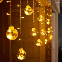 سلاسل 3M 12 أمنيات كرات LED الستار Icicle Holiday Fairy Lights Marlands Garlands Guirlande Lumineuse حفل زفاف حفلة