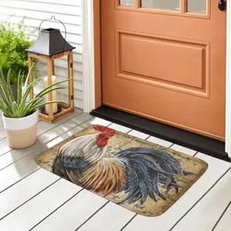 SPXUBZ Vintage Cool Rooster Arts Non Slip Entrance Kogrese Decor Kitchen Decug dywan na zewnątrz/wewnętrzny i wodoodporny mata drzwi pralnia 23,6x15,7 cala