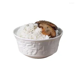 Miski ceramiczne gospodarstwo domowe miski ryżowe duża zupa europejska wytłoczone kreatywne białe zastawa stołowa śniadanie dim sum mała