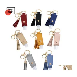 Party Favor Fast Hand Sanitizer Bottle Leather Er With Tassel Keychain Portable Disinfectant Pu Case Empty Holder Drop Delivery Home Dhjxh