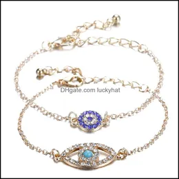 Chain Trendy Turkish Gold Evil Eye Bracelet Pave Sliver Color Bracelets Adjustable Female Party Jewelry Drop Delivery Otwoa