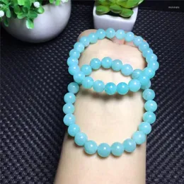 Strand Natural Green Amazonite Bransoletka okrągłe koraliki Crystal lecznicze Kamienne Kwarc Kobiet Kobiet Biżuteria Prezent