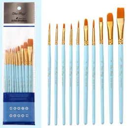 The latest wood gouache Painting watercolor brush 10 mint green nylon brush many styles to choose from support custom logo