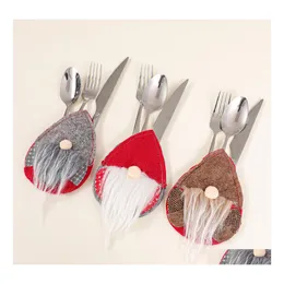 Party Favor Ups Christmas Santa Claus Knife and Fork Set Nordic Eggformed Decoration Table Seary Faceless Baby Drop Delivery Home Gar DHT2V