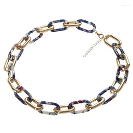 Chains Fashion Acetic Acid Geometric Irregular Acrylic Choker Metal Buckle Splice Leopard Plate Short Necklace