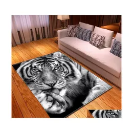 Mattor 3D Cartoon Child For Living Room Bedroom Area Mattor Kids golvmattor Köksfall Stora Tiger Lion Tapis Home Decor Drop Del Dhapm