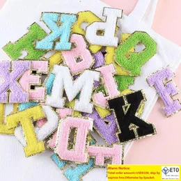 フェルトステッカー衣服刺繍用の大きなピンクのタオル英語の文字パッチ衣類名DIYクラフトアクセサリー