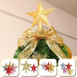 Christmas Decorations 10/15/20cm Tree Top Stars 3D Five-point Gold Powder Flash Star Merry Home Table Topper Xmas Decoration