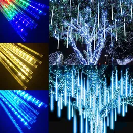 سلاسل LED Meteor Shower String Lights Fairy Garland Christmas Decortations Outdoor Wedding Street Garden Decoring Navidad 2023