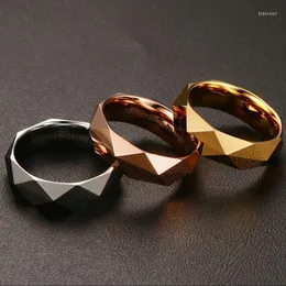 Bröllopsringar 6mm fasetterad volframkarbid för män kvinnor guldpläterade band engagemang finger ring set komfort passar storlek 6-11