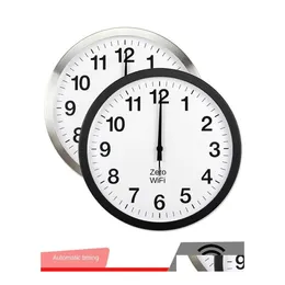 ساعات حائط بوصة بوصة ساعة ذكية واي فاي ماتيك مزامنة الوقت شبكة كتم صوت غرفة المعيشة الحديثة الحد الأدنى الكوارتز المنزل قطرة التوصيل Ga Dh0G3