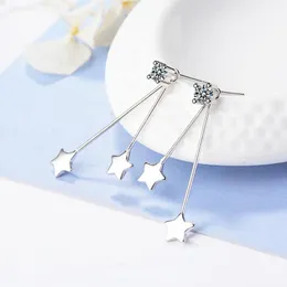 Stud Earrings 925 Sterling Silver For Women Simple Star Shiny Zircon Rear Suspension Earring Anniversary Jewelry GiftsStud