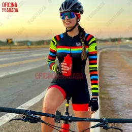 サイクリングジャージセット ODA 女性のジャンプスーツトライアスロン長袖スキンスーツマイヨ Ciclismo 自転車服バイクシャツ 230113