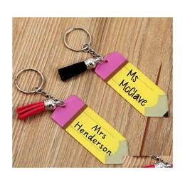 Party Favor Ups Personalized Blank Letter Tassel Key Chain Teachers Day Pencil Acrylic Drop Delivery Home Garden Festive Supplies Eve Dha0G