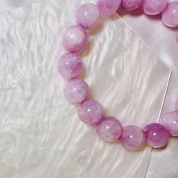 스트랜드 Zhen-D Jewelry Natural Kunzite Spodumene Purple Crystal Gemstone Beads 브레이슬릿 라벤더 색상 치유 선물 여자 소녀