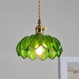 Pendant Lamps Garden Glass Lights Restaurant Pure Copper Green Retro Style Lamp Loft Hanging Decorations For Home