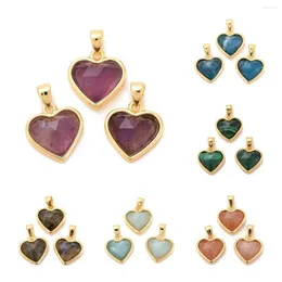 Pendant Necklaces 5pcs Natural Stone Heart Malachites Labradorites Amethysts Charms Pendants For Jewelry Making Women Necklace DIY