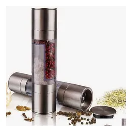 Mills 2 In 1 Stainless Steel Manual Pepper Salt Spice Mill Grinder Stick Shaker Kitchen Tool Cooking Tools Accessaries Drop Delivery Dhjb2