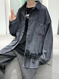 Camicie casual maschile Mafokuwz Giappone Simple camicia a velluto a coste della camicia da uomo Brugga a maniche lunghe a maniche lunghe UNISEX High Street Punk Punk
