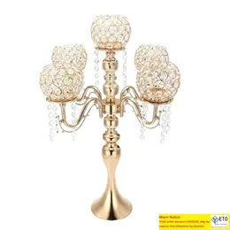 5 ramion Crystal Candle Holder Wedding Candelabra Centerpieces Center Table świecznika wystroj imprez