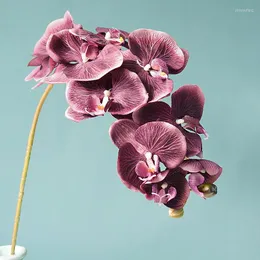 Flores decorativas 10 Heads Phalaenopsis Acessórios artificiais de decoração de casa El Office Decor Wedding Flower Orchid Fake Orchid