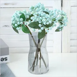 الزهور الزخرفية المائدة المنزلية ديكور ديكور البلاستيك الاصطناعي الأزرق التوت 30 سم النعناع الأخضر 9 ألوان 5 قطع حفل زفاف حفلة لصالح