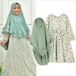 Etniska kläder barn bön muslimska kläder blommor abaya flickor islamiska hijab klänningar kvinnor burka turkiska kaftan djellaba niqab jilbab