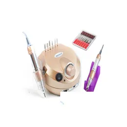 Nail Art Equipment Wholesale 110/220V 35000 Rpm Pro Electric Drill File Bit Hine Manicure Kit Salon Home Tools Set S Dh5Hy