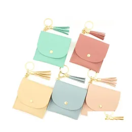 Part Favor FedEx Solid Color Card Bag Key Chain Wallet Leather Tassel MTI Position Zero Pu er For CrossBorder Drop Delivery Home Ga Dhuaz