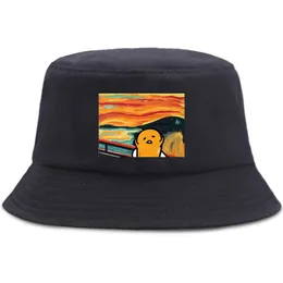 Brede rand hoeden cartoon schilderij print grappige visser cap unisex zomer opvouwbare emmer hoed buiten zonnebrandcrème strand hip hop zon voorkomen