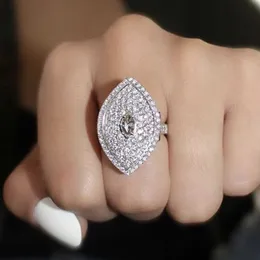 choucong 브랜드 새로운 결혼 반지 고급 쥬얼리 925 스털링 실버 마르 퀴즈 컷 흰색 토파즈 CZ 다이아몬드 파티 영원한 여성 약혼 신부 반지를위한 선물