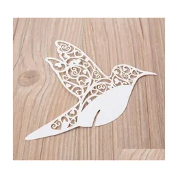 Party Decoration 50 Laser Cut Love Bird Shape Wine Glass Place Cards Mark Name Paper Cup For Wedding Drop Delivery Home DHAC2