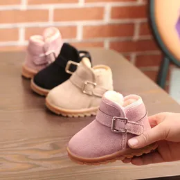 Primeiros caminhantes Sapatos de algodão bebê de inverno 1-2 anos mais veludo de veludo coloração sólida sapatos de criança meninos e meninas botas de neve sapatos infantis 230114