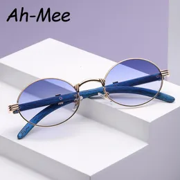 Sunglasses Frames Oval Steampunk Small Sunglasses For Women Men Brand Designer Metal Gradient Blue Punk Sun Glasses Feminino De Sol 230113