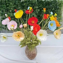 Dekoratif Çiçekler Tongfeng 2 Çatallı Buket Yapay İpek Büyük Haşhaş Düğün Partisi Dersler Kapalı Kurutulmuş Çiçek Süsleri