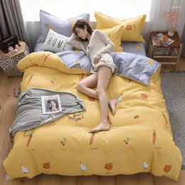 寝具セットHFオールコットンサンディング4ピースの厚い綿ベッドシート3つのキルトカバー冬