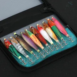 ベイトルアー10pcs luminous squid jigs sea fishingルアーオクトパス10cm 3d eyes人工硬い餌塩水フック230113